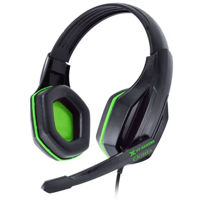 Headset Gamer VX Gaming OGMA P2 40mm, com Microfone, Preto e Verde