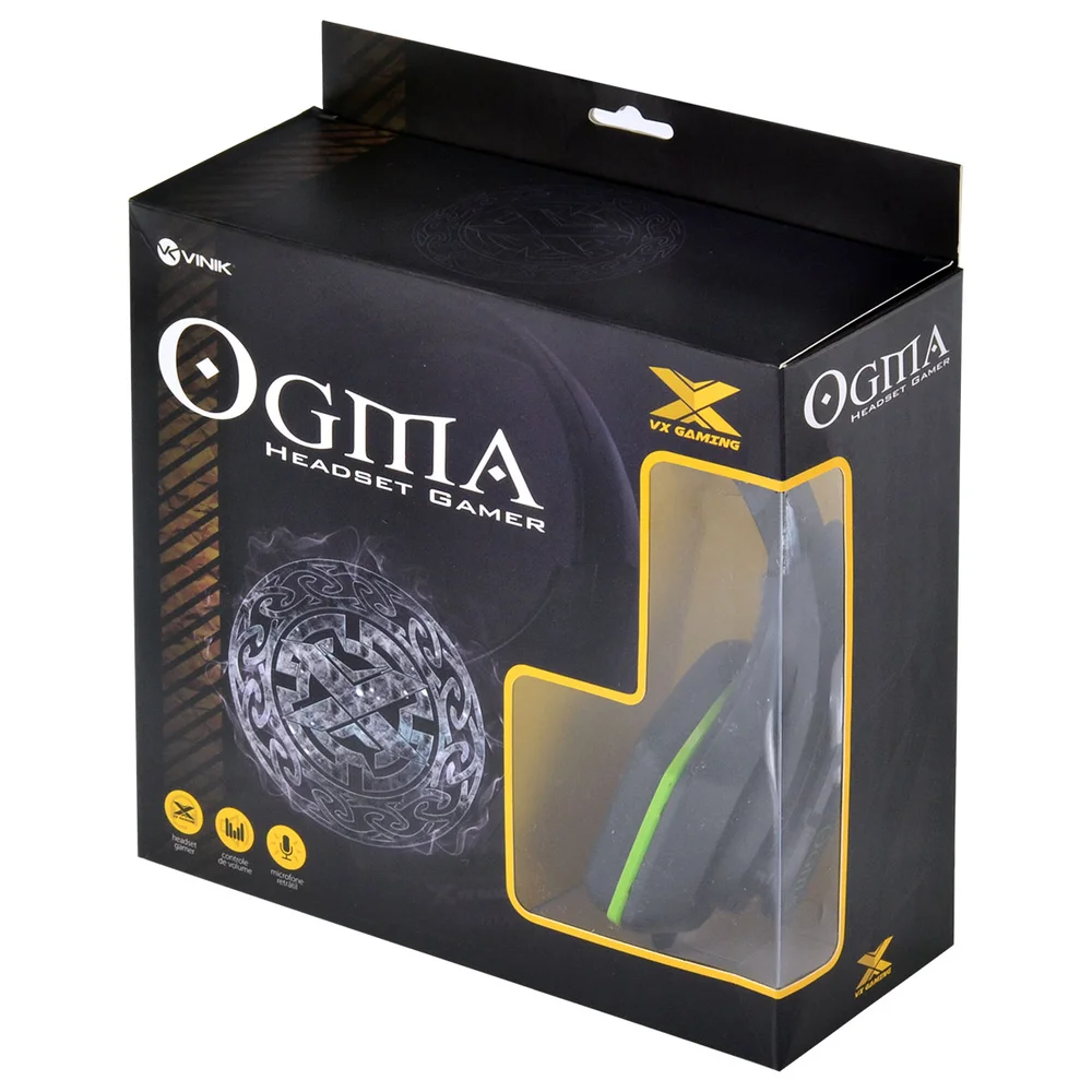 Imagem 5 de 5 do produto Headset Gamer VX Gaming OGMA P2 40mm, com Microfone, Preto e Verde