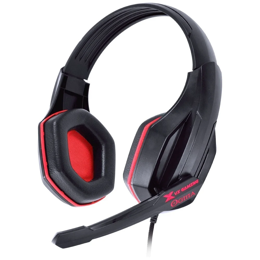 Headset Gamer VX Gaming OGMA P2 Stereo com Microfone - Preto e Vermelho Headset Gamer VX Gaming OGMA P2 Stereo com Microfone - Preto e Vermelho