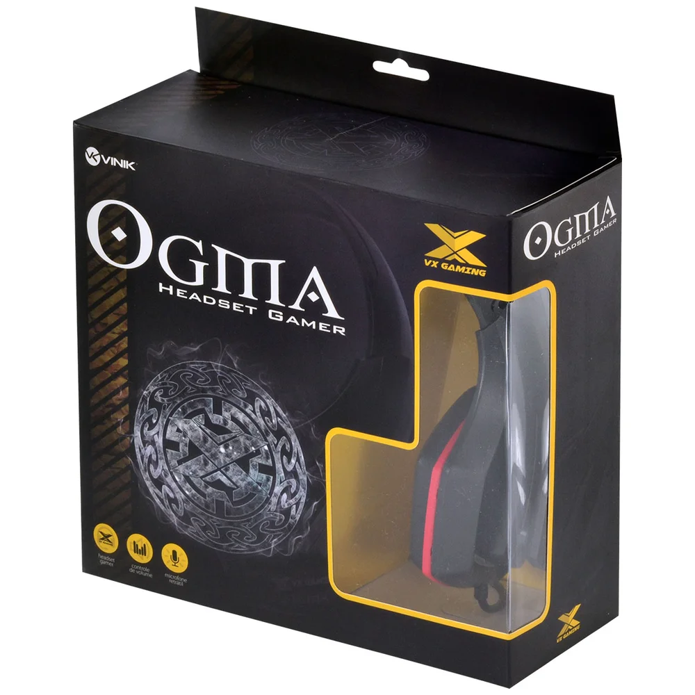 Headset Gamer VX Gaming OGMA P2 Stereo com Microfone - Preto e Vermelho Headset Gamer VX Gaming OGMA P2 Stereo com Microfone - Preto e Vermelho