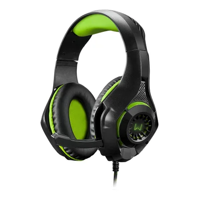 Headset Gamer Warrior Rama P3+USB Stereo Adaptador P2 LED Verde p/ Xbox One, PS4 e PC - PH299