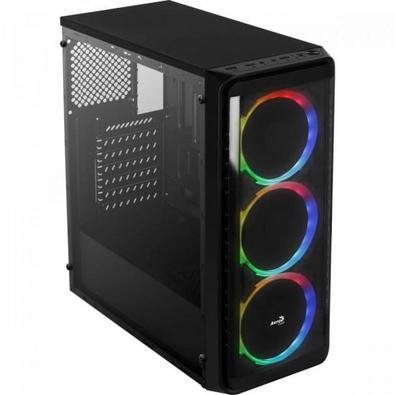 O Gabinete Mid Tower com um painel frontal em acrílico permite uma visualização nítida de até três ventoinhas de 12cm rgb (incluídas). Vem equipado co
