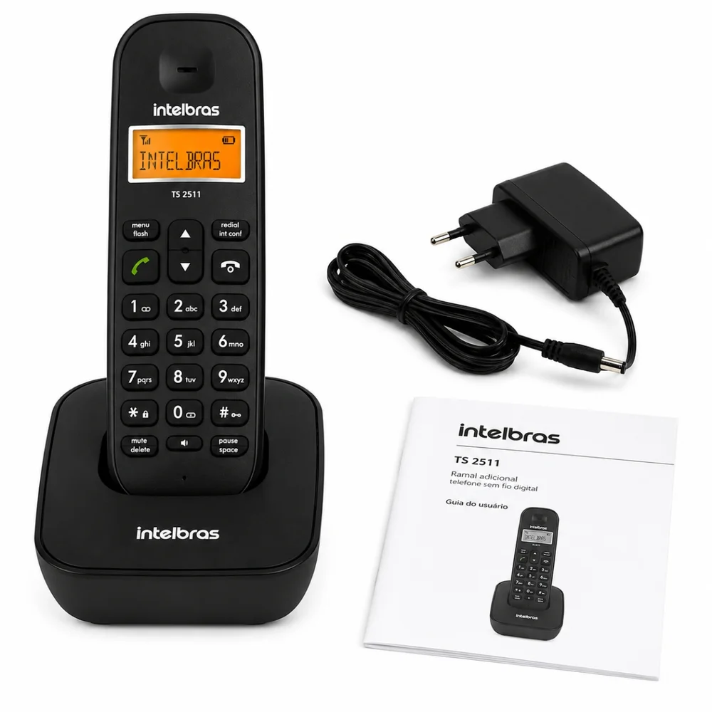 Imagem 3 de 5 do produto Ramal Telefone S/ Fio Intelbras Ts 2511, Preto, Compatível C/ Séries Ts 25, Ts 51, Tis 5010