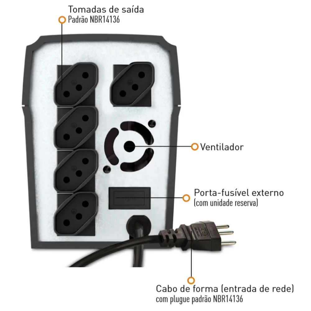 Imagem 4 de 4 do produto Nobreak Sms 700va New Station Monovolt 05 Tomadas Entrada 115v/127v Saída 115v 27916