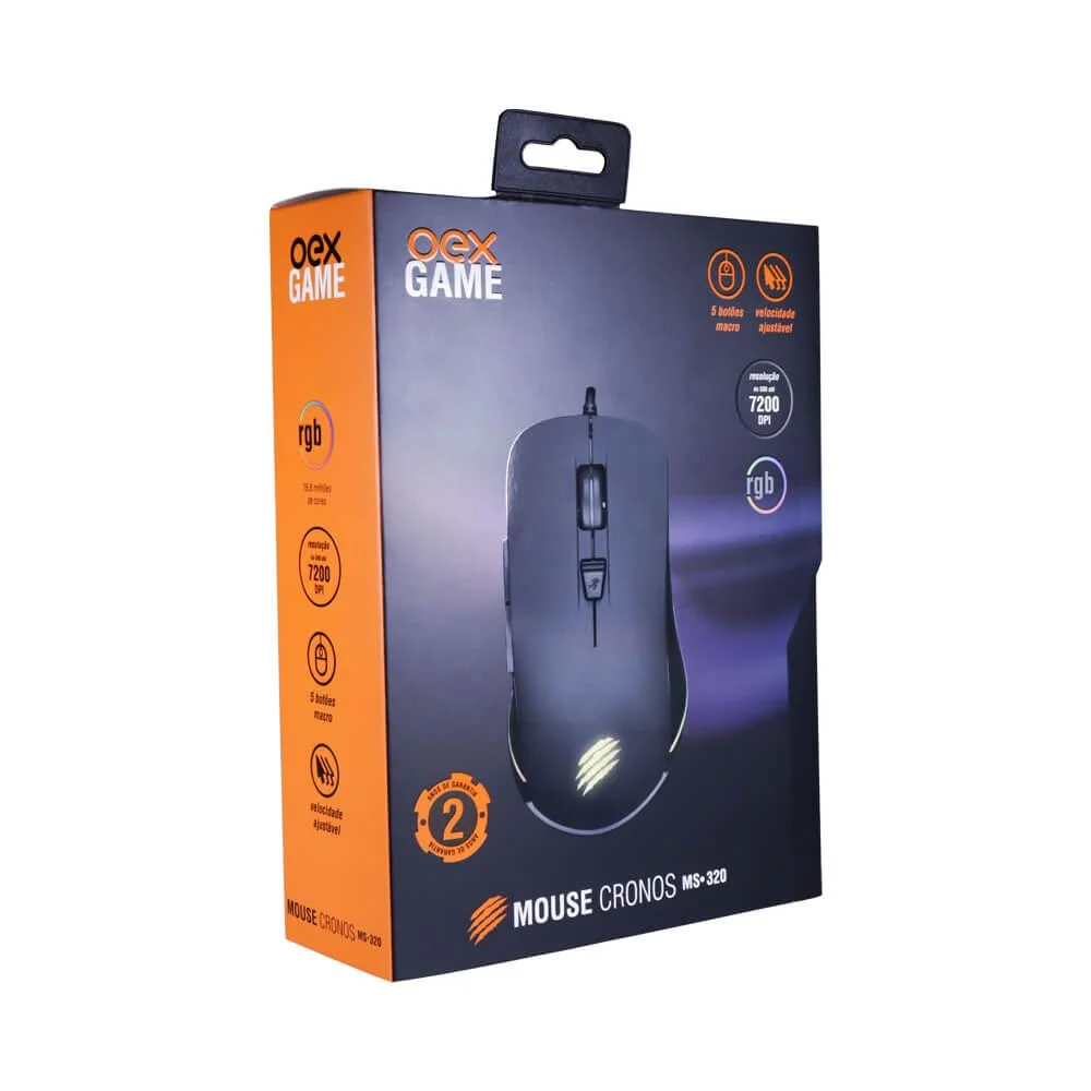 Imagem 4 de 5 do produto Mouse Gamer OEX Cronos MS320, 7200 DPI, Preto