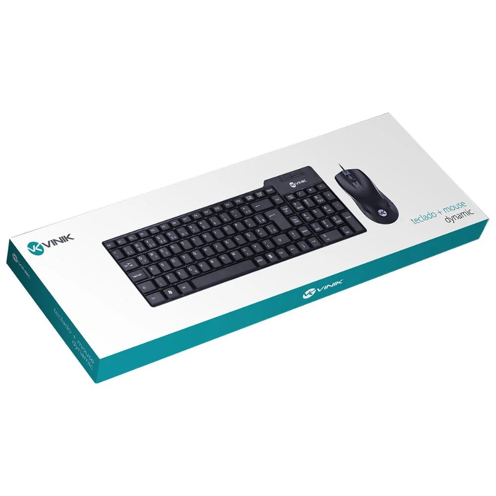 Imagem 3 de 5 do produto Kit Teclado E Mouse Vinik Dynamic Cd100 Abnt2 Usb 1,8m 1000 Dpi - Preto