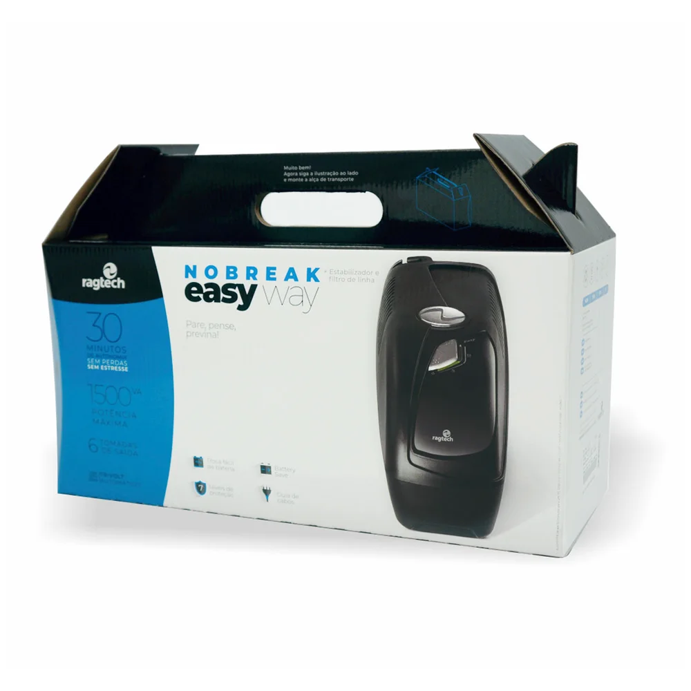 Imagem 3 de 5 do produto Nobreak Ragtech Easy Way 1500va 1bat 7ah E. Trivolt S. 115v 6 Tomadas