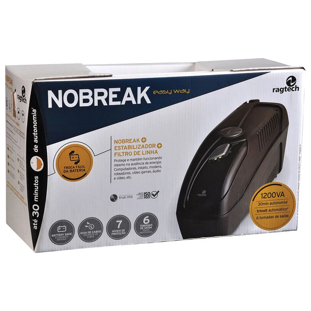 Imagem 2 de 4 do produto Nobreak Easy Way New 1500va Cbu-ti Bl Entrada Trivolt 115-127-220v Saida 115v 8 Tomadas 4158