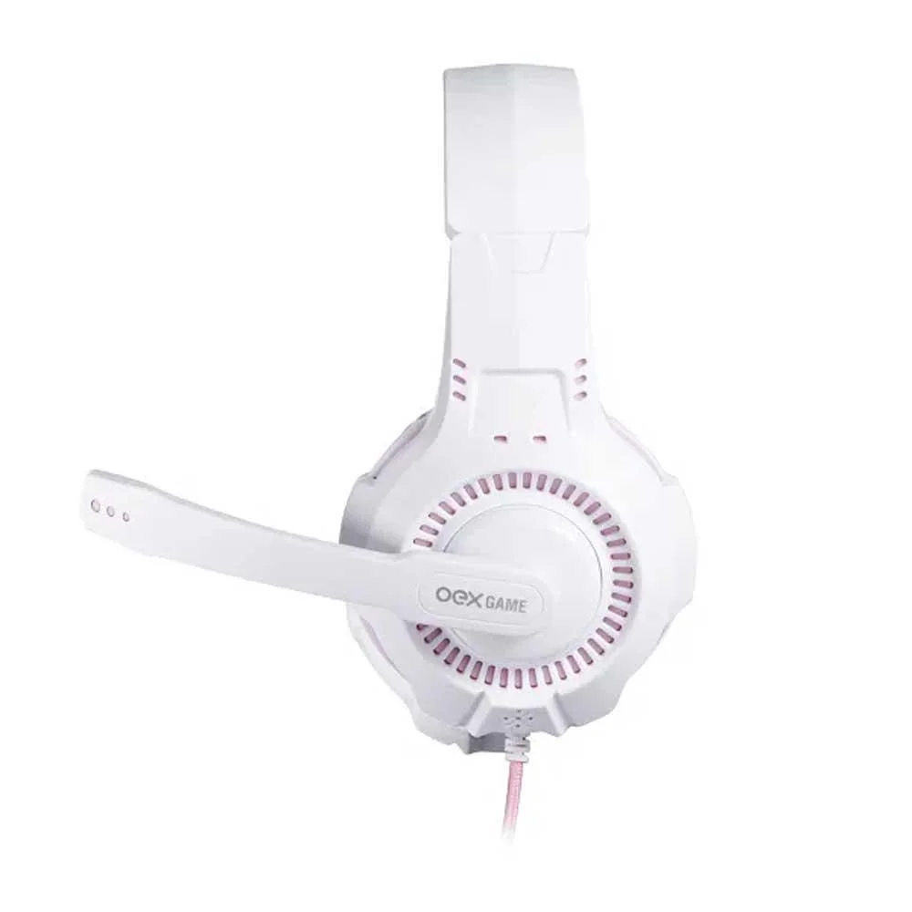 Imagem 3 de 5 do produto Headset Gamer Com Fio Oex Hs413 Gorky Pc Ps Xbox One Branco E Rosa