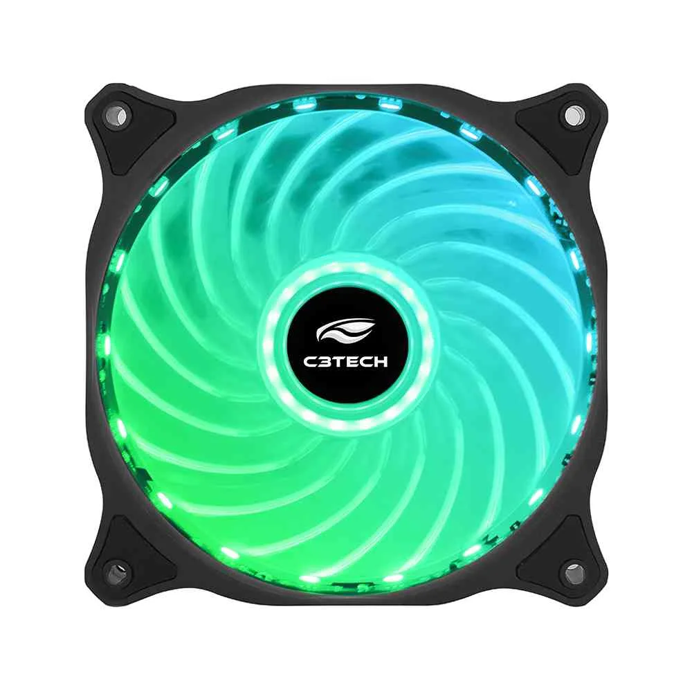 Cooler FAN C3Tech, 120mm, RGB LED, 3 Pinos, Colorido - F9-L150 5