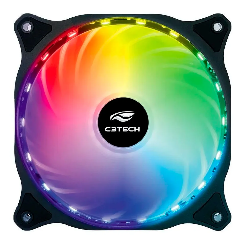 Cooler FAN C3Tech, 120mm, RGB LED, 3 Pinos, Colorido - F9-L150 7