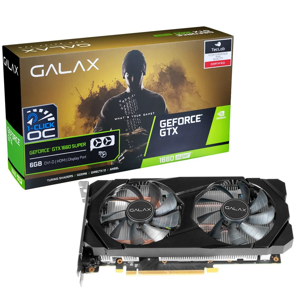 【本体のみ】GEFORCE GTX 1660Super GALAKURO Placa de Vídeo Galax GTX 1660 Super KaBuM