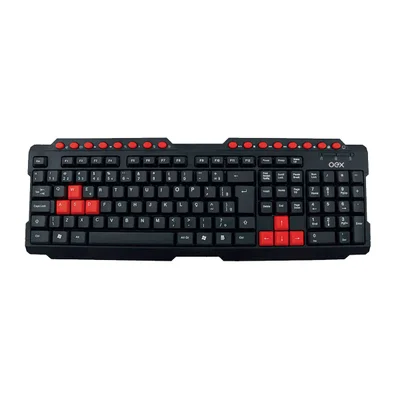 Teclado OEX Action TC200, USB, ABNT2, Preto E Vermelho