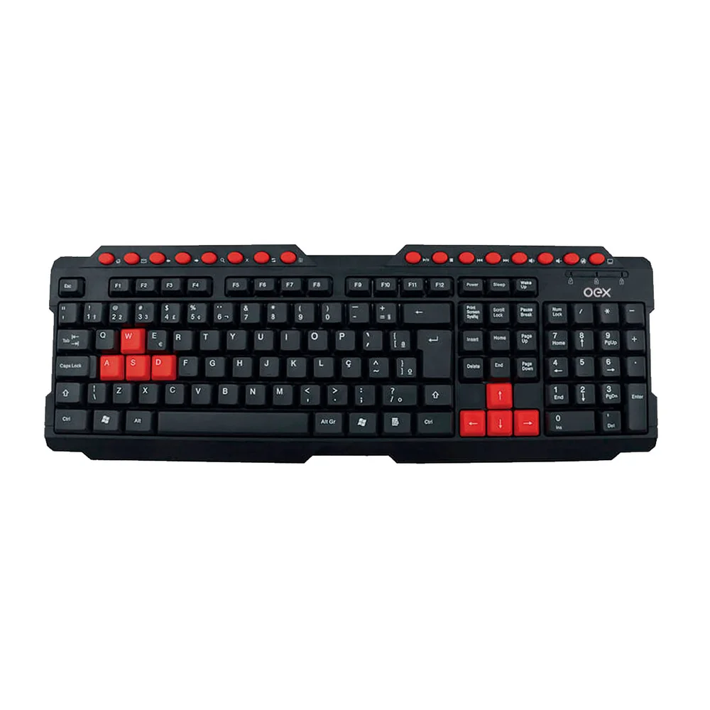 Teclado OEX Action TC200 USB ABNT2 PretoVermelho