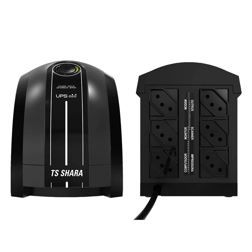 Imagem 2 de 5 do produto Nobreak Ts Shara, Ups Mini, 600VA, Entrada, Monovolt 115v, Saida 115v, 6 Tomadas - 4004