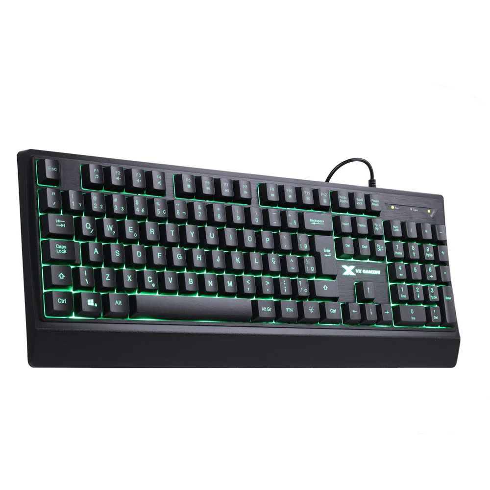 Imagem 1 de 5 do produto Teclado Gamer Vx Gaming Defender Abnt2 Multimidia Led 7 Cores 1.8 Metros Usb - Gt300
