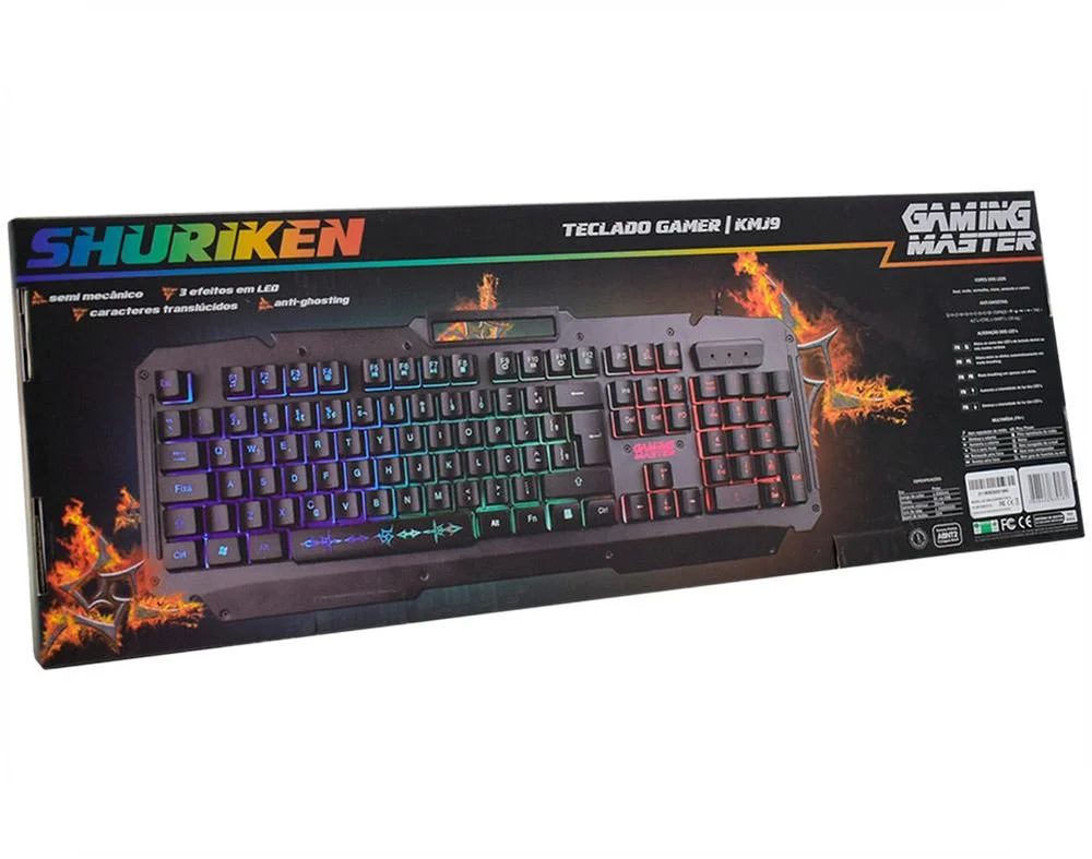 Teclado Usb Gamer K-mex Led Rgb Semi-mecânico Shuriken -kmj9 Teclado Usb Gamer K-mex Led Rgb Semi-mecânico Shuriken -kmj9