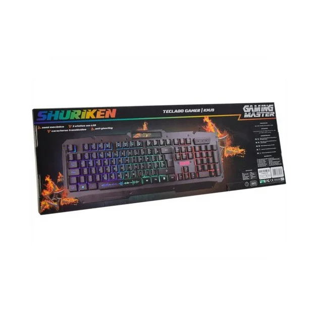 Teclado Usb Gamer K-mex Led Rgb Semi-mecânico Shuriken -kmj9 Teclado Usb Gamer K-mex Led Rgb Semi-mecânico Shuriken -kmj9