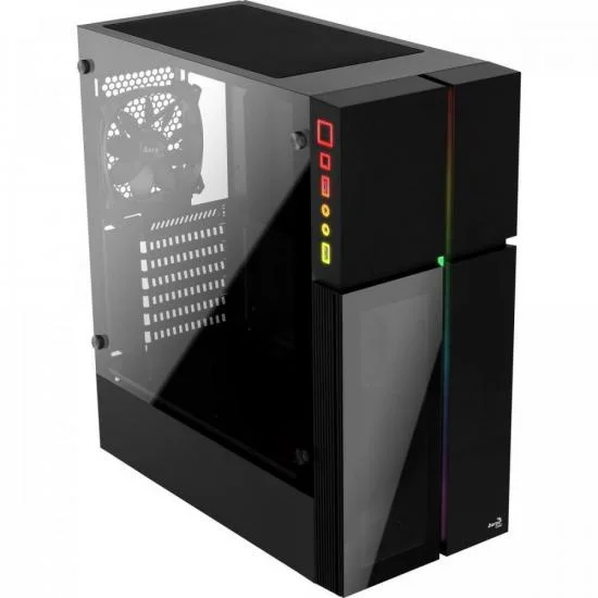Gabinete Gamer Aerocool Playa, Mid Tower, RGB, ATX, Lateral em Vidro Temperado, Preto - Playa-G-Bk-V1