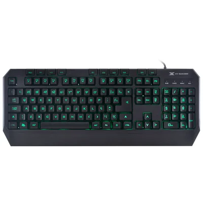 Teclado USB Gamer VX Gaming Draco, Com Macros, Multimídia, LED 3 Cores, Cabo 1.8 Mts, ABNT2, Preto - GT400