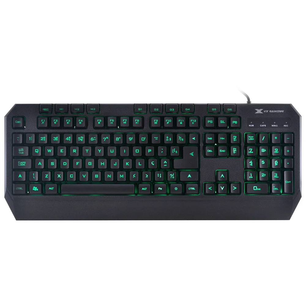 Teclado USB Gamer VX Gaming Draco, Com Macros, Multimídia, LED 3 Cores, Cabo 1.8 Mts, ABNT2, Preto - GT400 Teclado USB Gamer VX Gaming Draco, Com Macros, Multimídia, LED 3 Cores, Cabo 1.8 Mts, ABNT2, Preto - GT400