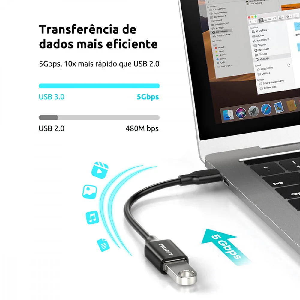 Imagem 4 de 5 do produto Cabo USB C Para USB 3.0 Femea Comtac 20cm 9337