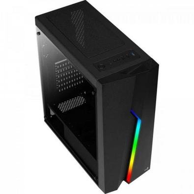 Gabinete Mid-Tower LED RGB de design de parafuso no painel frontal, case com 13 modos de iluminação: 6 modos de fluxo RGB e 7 modos de cor estática.