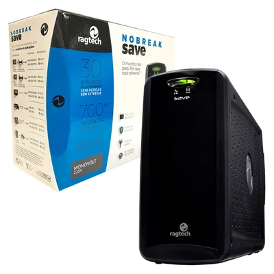 Nobreak 700va Ragtech Save Std-m2, Entrada Monovolt 220v, Saída 220v, 6 Tomadas, Preto - 20nsv4124