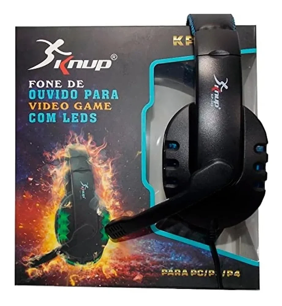 Imagem 3 de 5 do produto Fone Headset Gamer Usb Led Microfone Kp-359 Knup VERDE