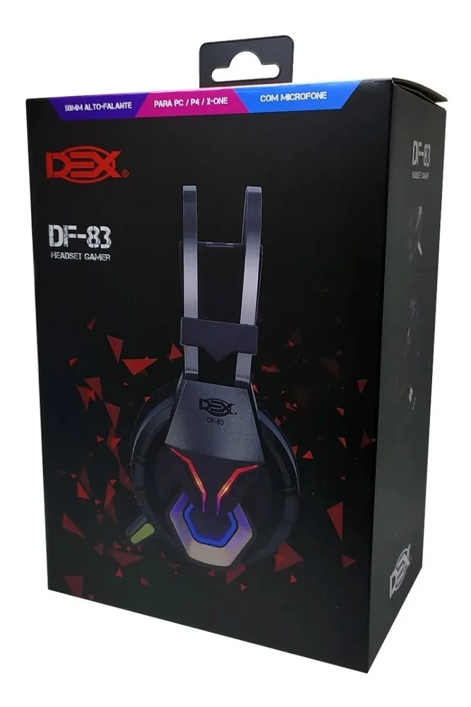 Imagem 4 de 4 do produto Fone Headset Gamer P3 C/ Led Usb + Adaptador Y P2 Ps4 E Pc - Df-83 Dex