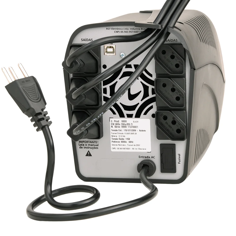 Nobreak 1200va Ragtech Easy Way Cb-m2, Monovolt 220/220v, 6 Tomadas, Preto - 20new4142