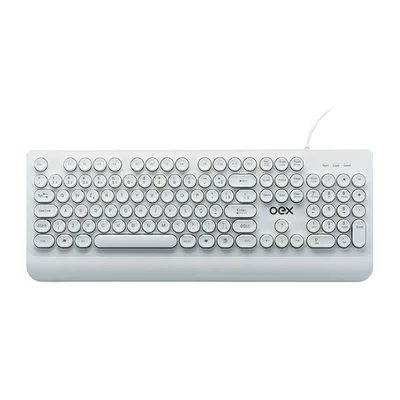 Teclado OEX POP IN TC401, USB, ABNT2, Apoio para Digitação, Teclas Arredondadas, Branco