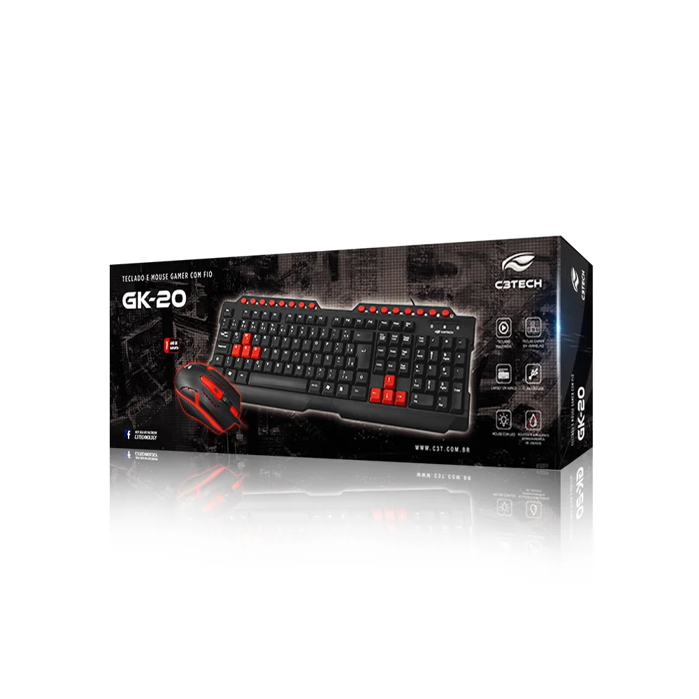 Imagem 4 de 5 do produto Kit Gamer Mouse E Teclado C3tech Gk-20bk, USB