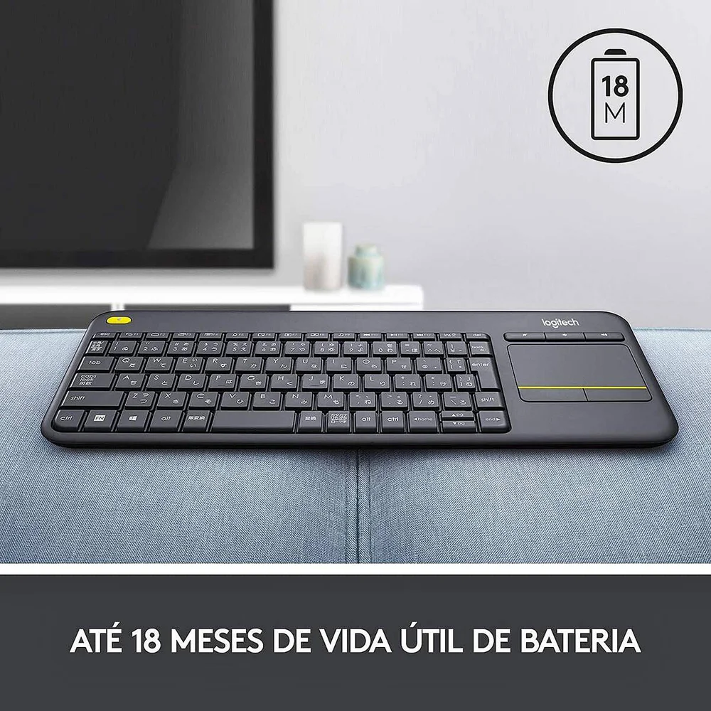 Imagem 3 de 5 do produto Teclado Sem Fio Logitech K400 Plus Wireless Touch Smart Tv