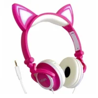 Fone De Ouvido Gatinho Exbom Hf-c22 Rosa E Branco