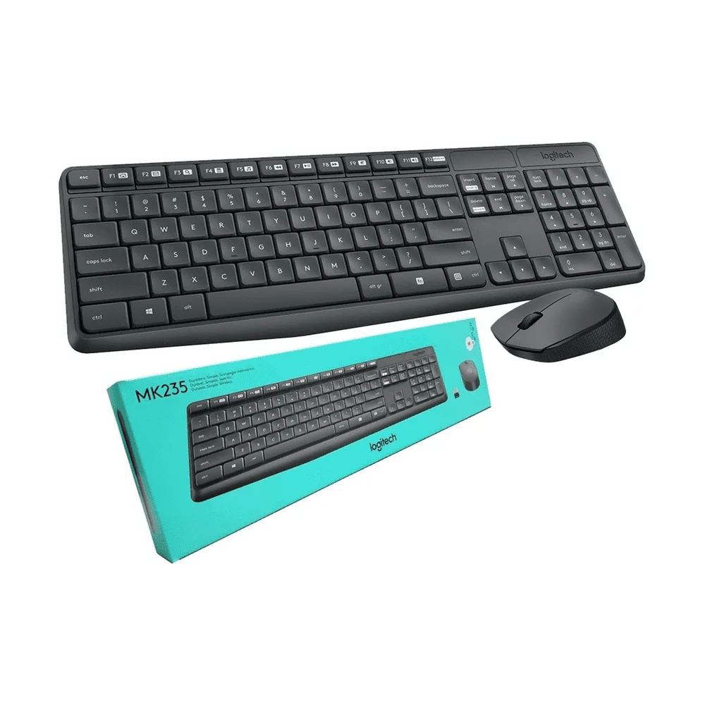 Imagem 3 de 5 do produto Teclado E Mouse Sem Fio Logitech Mk235, Layout ABNT2, USB, Preto E Cinza - 920-007903