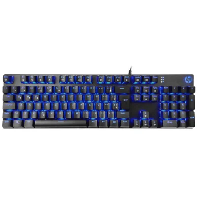 Teclado Gamer Mecânico Led Hp Switch Blue Chumbo - Gk400f