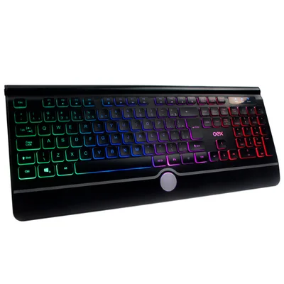 Teclado Gamer OEX Rainbow TC302, Teclas baixas e Silenciosas, USB, Preto - ABNT2