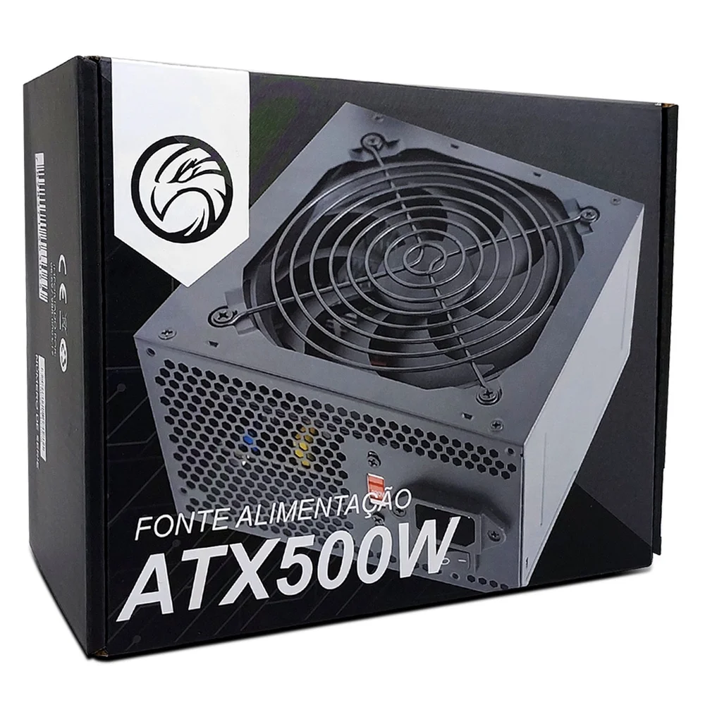Imagem 5 de 5 do produto Fonte 500w, Brazil PC, Bivolt Manual, 24 Pinos, C/ Cabo -  Bpc/5330-b