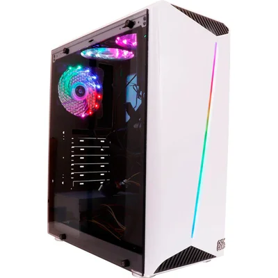 Gabinete Gamer Oex Shelter Gh200, Branco, 3 Coolers, Led Rgb