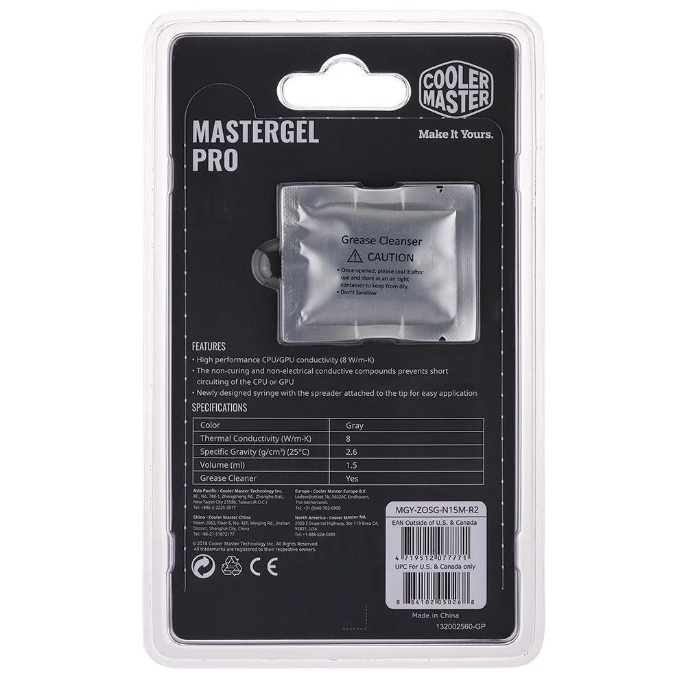 Pasta Térmica Cooler Master Mastergel Pro, 1.5g, Cinza - Mgy-zosg-n15m-r2