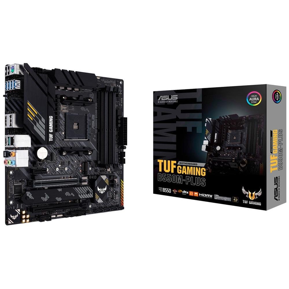 Placa Mãe Asus TUF Gaming B550M PLUS, AMD AM4, mATX , DDR4, M.2, Aura para fita RGB 90MB14A0 C1BAY0