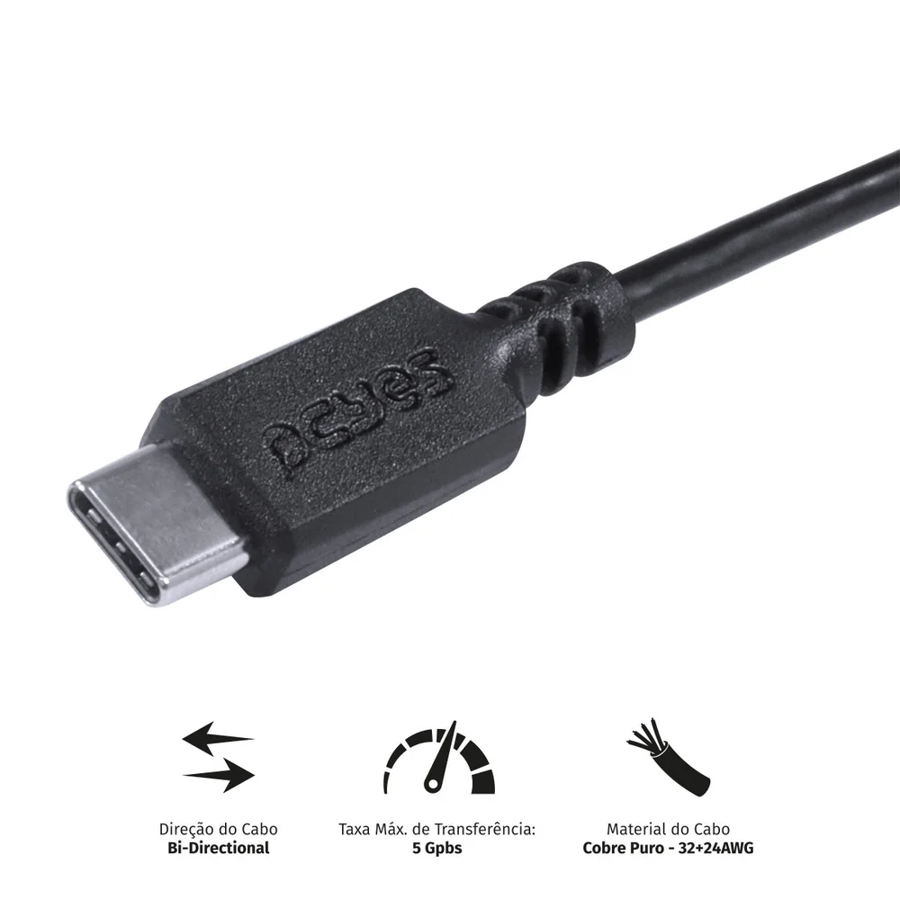 Imagem 4 de 5 do produto Cabo USB Tipo C Para USB B 3.0, PCYES Para Impressora, 1M - P3ucbp-1