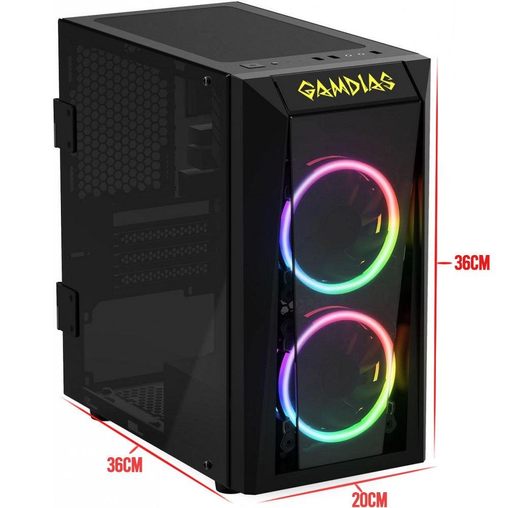 Gabinete Gamer Gamdias, Talos E1, Preto, Com Fans