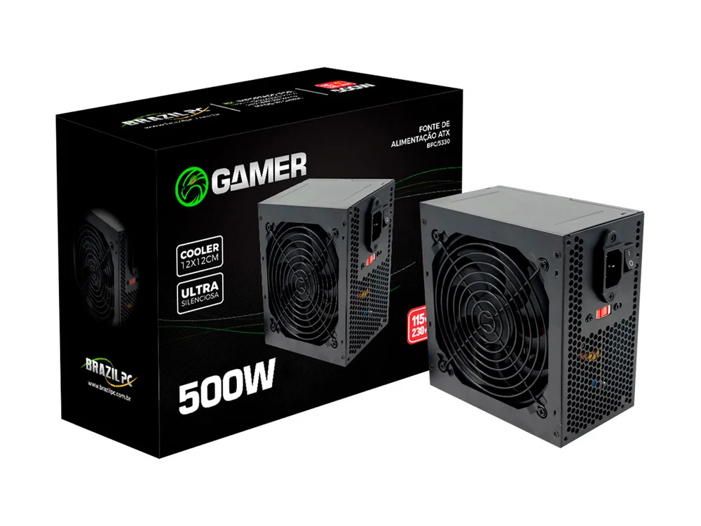 Fonte Brazil PC ATX, 500W Real, 24 Pinos, Bivolt, Com Cabo - Bpc/5330 Fonte Brazil PC ATX, 500W Real, 24 Pinos, Bivolt, Com Cabo - Bpc/5330