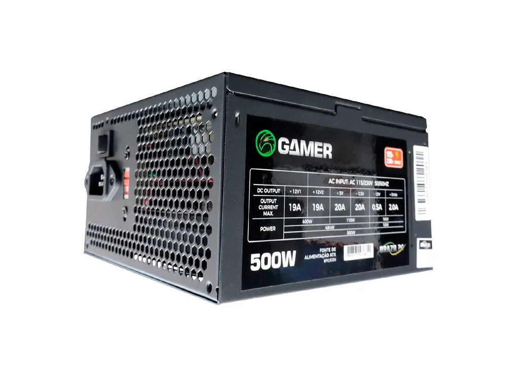 Fonte Brazil PC ATX, 500W Real, 24 Pinos, Bivolt, Com Cabo - Bpc/5330 Fonte Brazil PC ATX, 500W Real, 24 Pinos, Bivolt, Com Cabo - Bpc/5330
