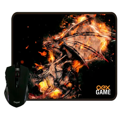Kit Gamer Mouse + Mousepad OEX Arena MC102, LED, 2400DPI, 290x230mm