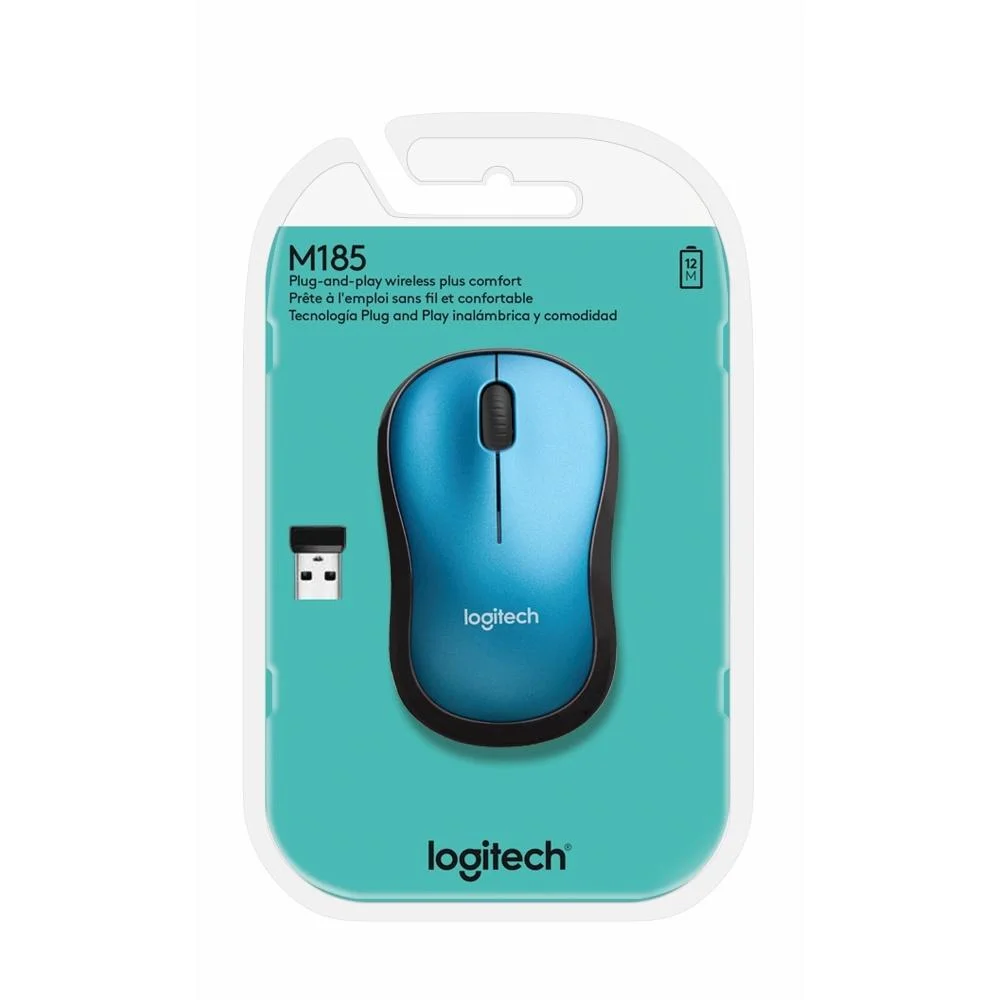 Imagem 5 de 5 do produto Mouse Sem Fio Logitech M185, Wireless 2.4Ghz, Azul - 910-003636