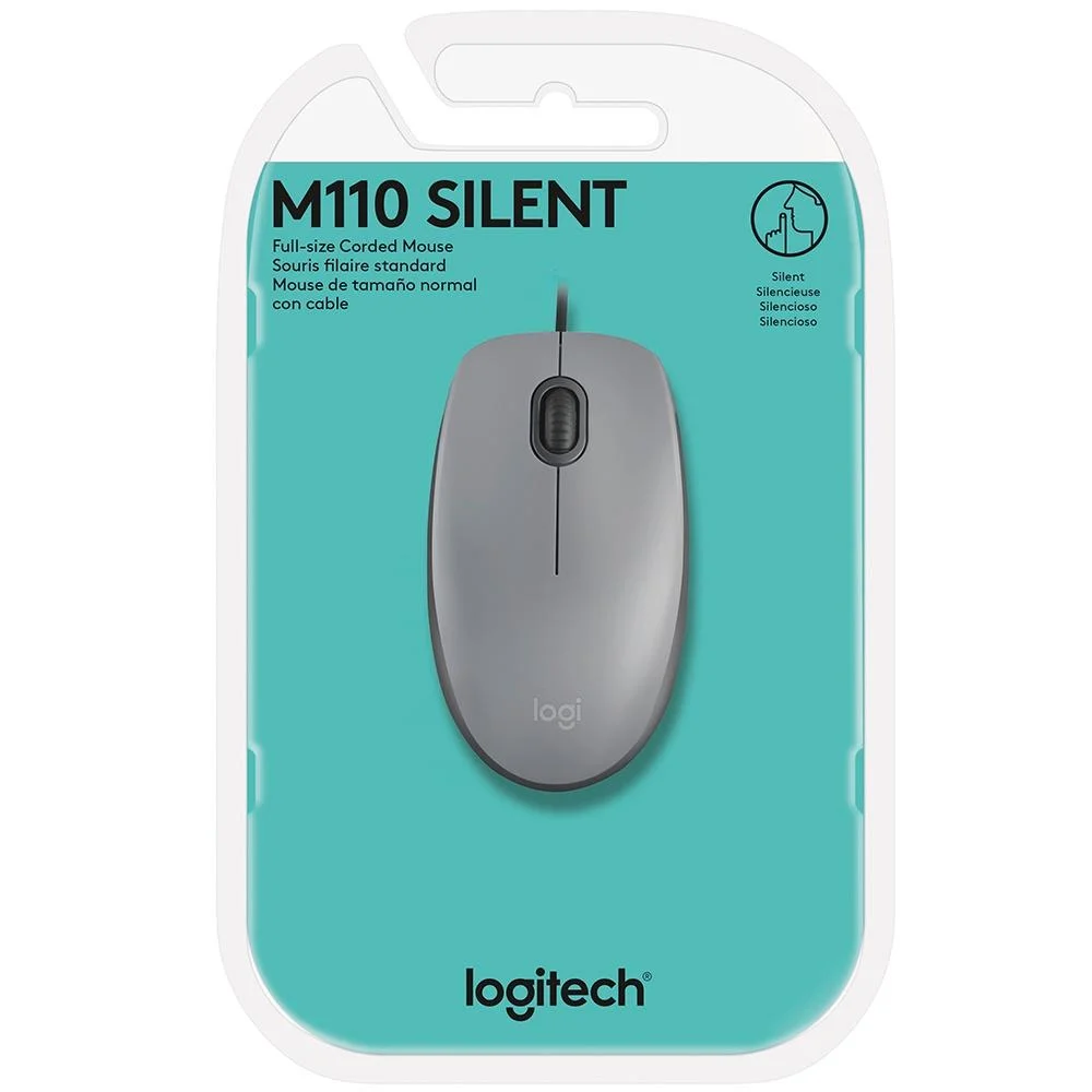 Imagem 3 de 5 do produto Mouse Logitech M110 Silent Usb 1000 Dpi Clique Silencioso - Cinza