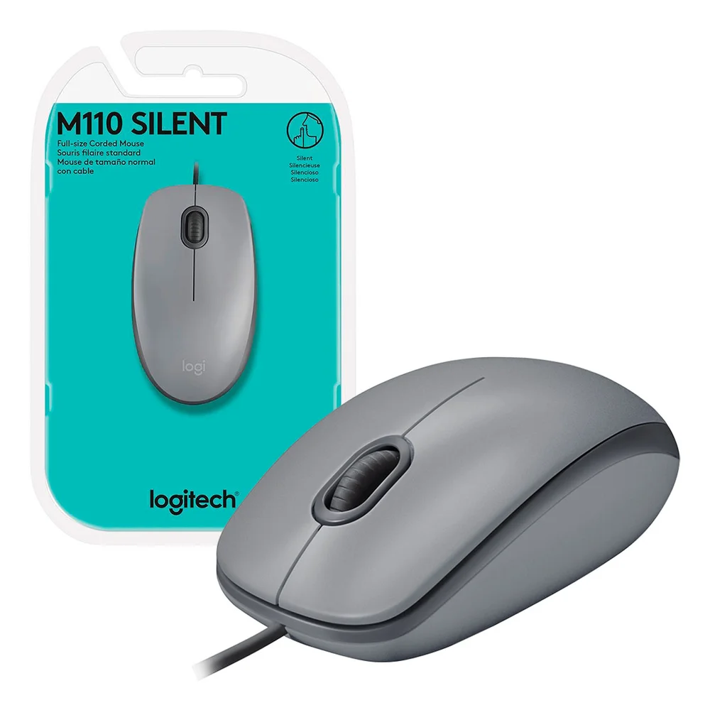 Imagem 4 de 5 do produto Mouse Logitech M110 Silent Usb 1000 Dpi Clique Silencioso - Cinza